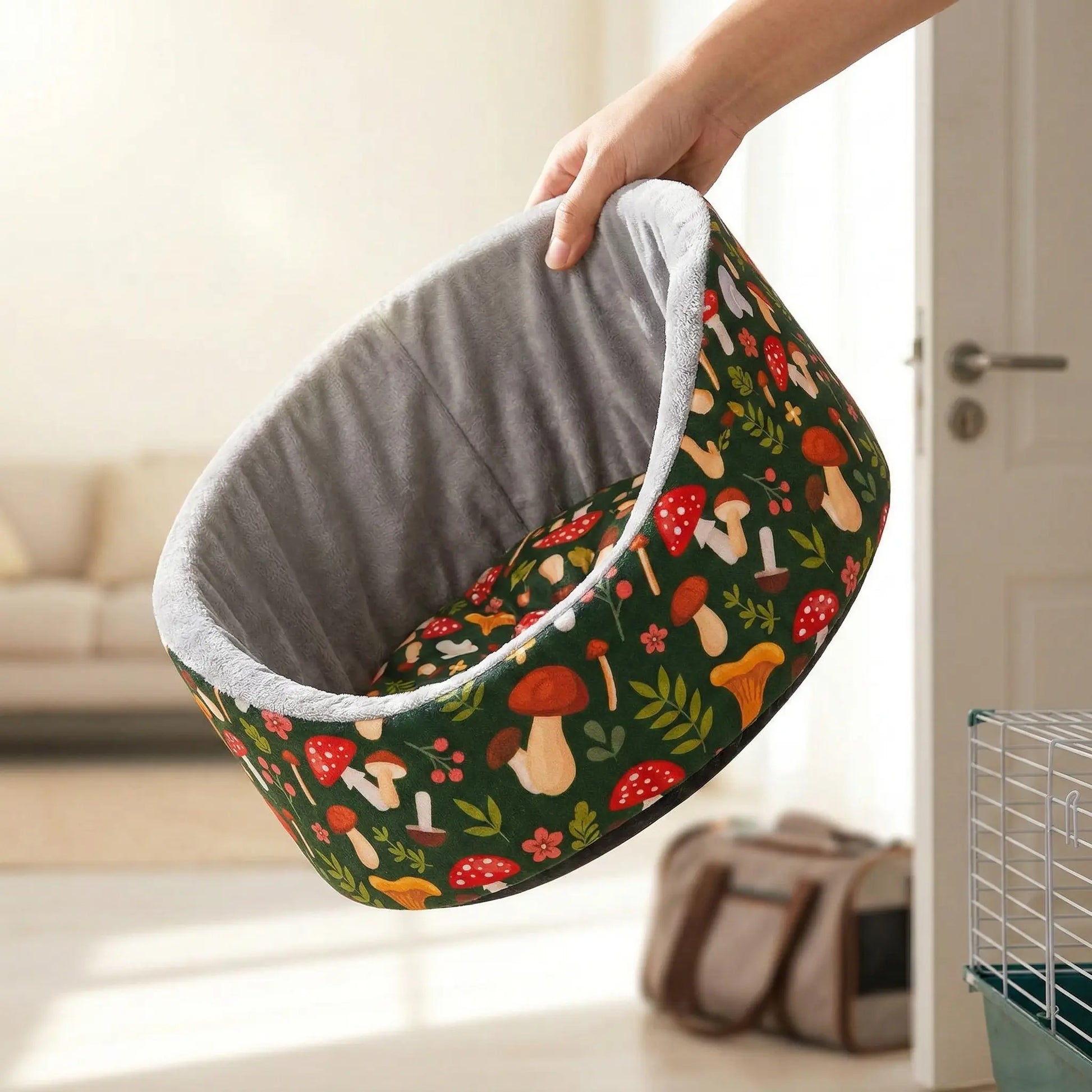 Hamster Cage Habitat Hamster Supplies Hamster Cage Small Animal round Hug Cup Hideout Bed - Bowl-Shaped Outdoor Habitat with Removable Machine-Washable Pad, Suction Cup Pad, Hamster Cage Accessories for Hamsters Guinea Pig Bed Guinea Pig House