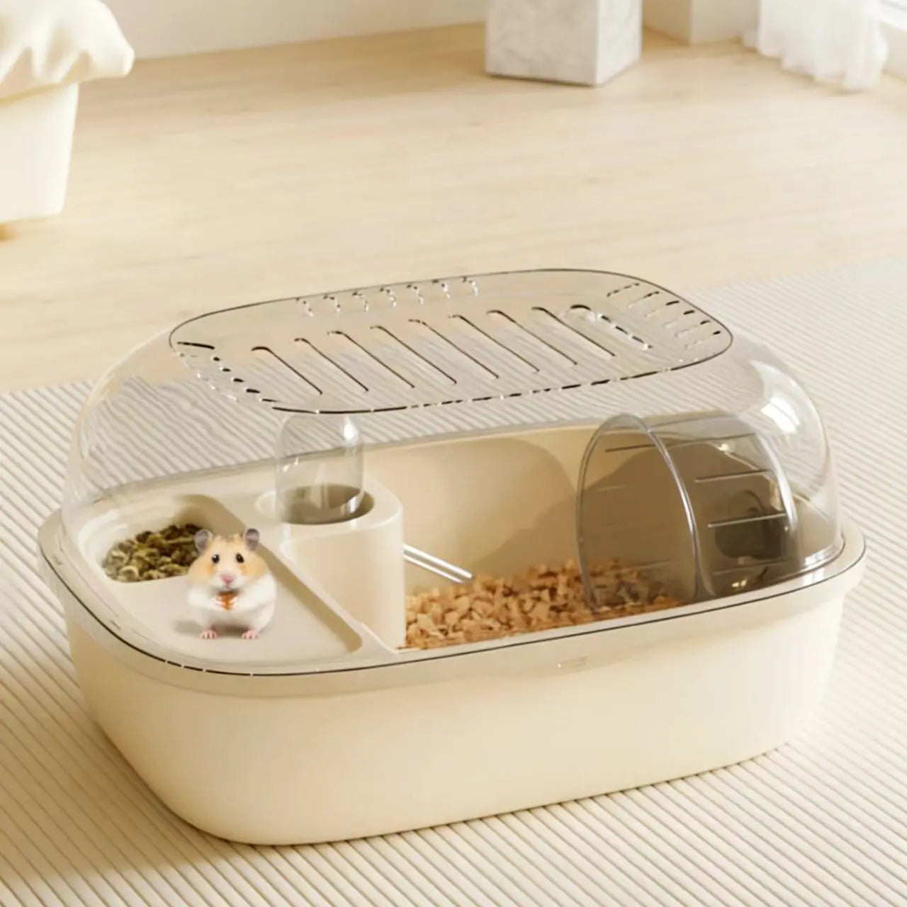 Panoramic Hamster Cage Set, Proper Hamster Cages, Hamster Enclosure, Breathable Design, Includes Running Wheel and Water Bottle, Detachable and Easy to Clean, Hamster Cage Habitat