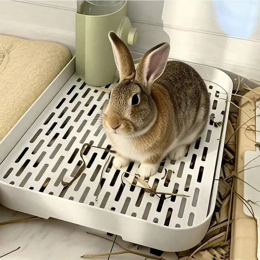 Grid Design Guinea Pig Litter Box, Rabbit Training Cage Toilet with Removable Tray, Hygienic Potty for Hamsters, Ferrets & Bunnies, Cleaning, Easy to Clean