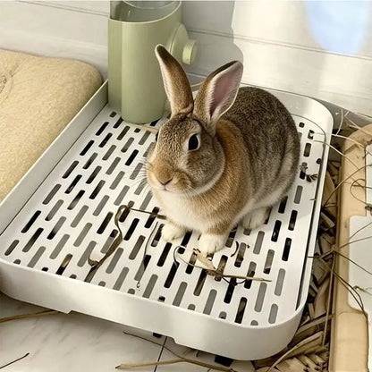 Grid Design Guinea Pig Litter Box, Rabbit Training Cage Toilet with Removable Tray, Hygienic Potty for Hamsters, Ferrets & Bunnies, Cleaning, Easy to Clean