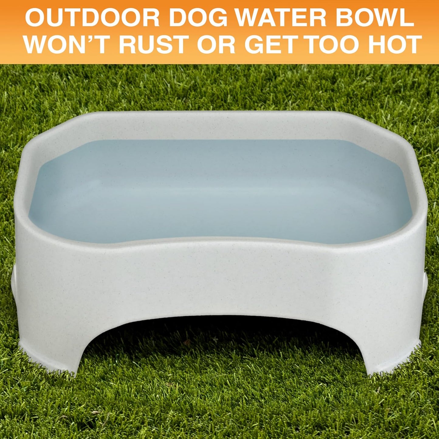 No-Spill Extra Large Dog Water Bowl - 2.25 Gallon Trough Design for Indoor and Outdoor Use (Vanilla Bean)