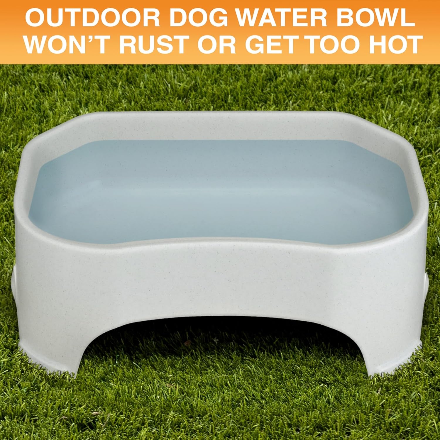 No-Spill Extra Large Dog Water Bowl - 2.25 Gallon Trough Design for Indoor and Outdoor Use (Vanilla Bean)