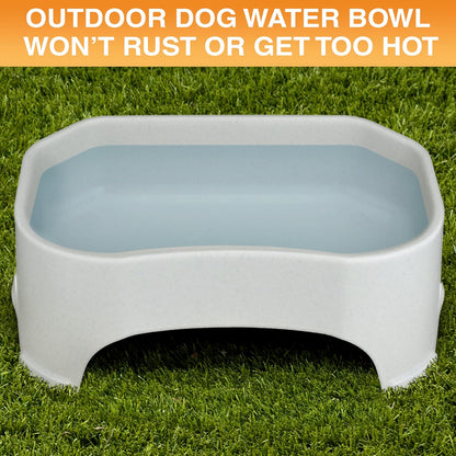 No-Spill Extra Large Dog Water Bowl - 2.25 Gallon Trough Design for Indoor and Outdoor Use (Vanilla Bean)