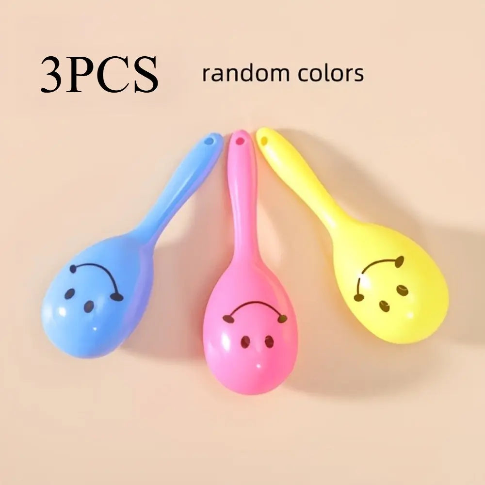 3 Parrot Chewing Toys, Random Color Cute Shaker Bell, Fun Self-Entertainment, Colorful Smile Spoon Ball, Medium-Small Parrots, Bird Cage Accessories