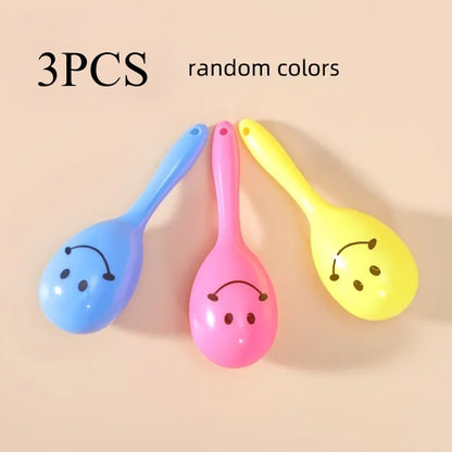 3 Parrot Chewing Toys, Random Color Cute Shaker Bell, Fun Self-Entertainment, Colorful Smile Spoon Ball, Medium-Small Parrots, Bird Cage Accessories
