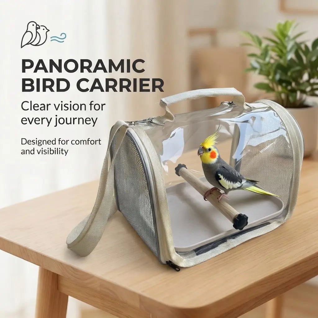 360° Panoramic Transparent Pet Bird Travel Carrier Backpack - Wide Clear Vision, Breathable, Comfortable Portable Parrot Outing Cage
