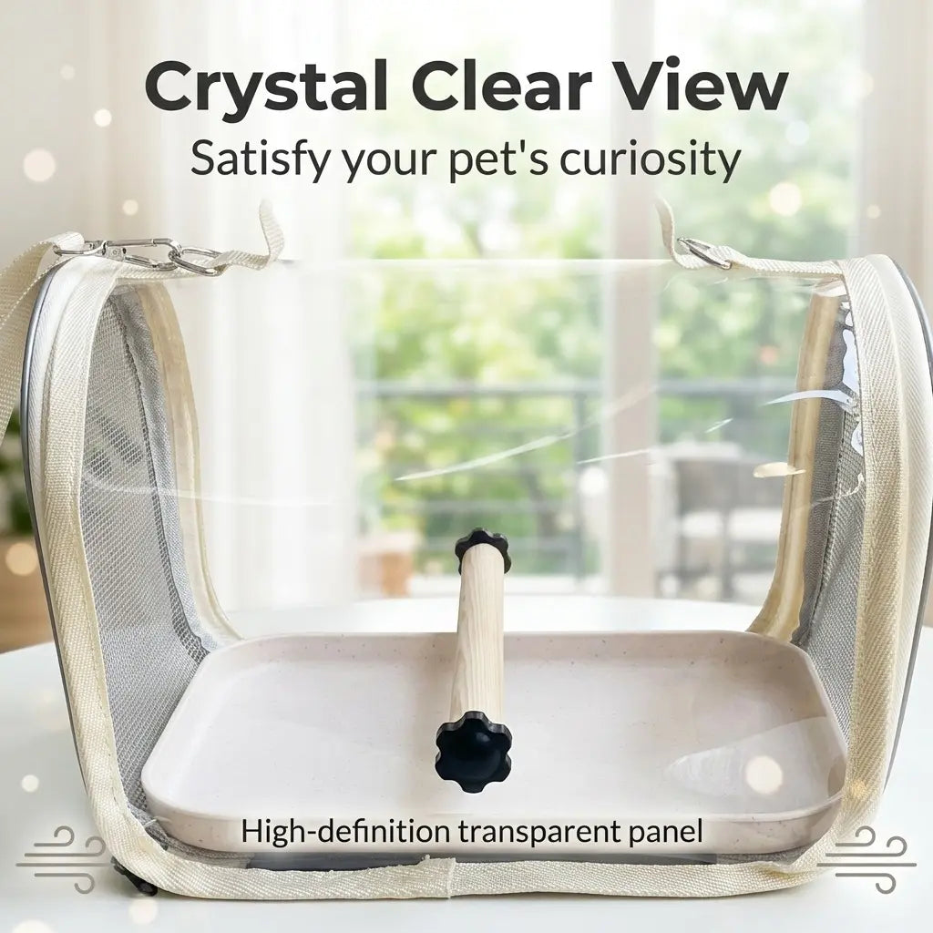 360° Panoramic Transparent Pet Bird Travel Carrier Backpack - Wide Clear Vision, Breathable, Comfortable Portable Parrot Outing Cage