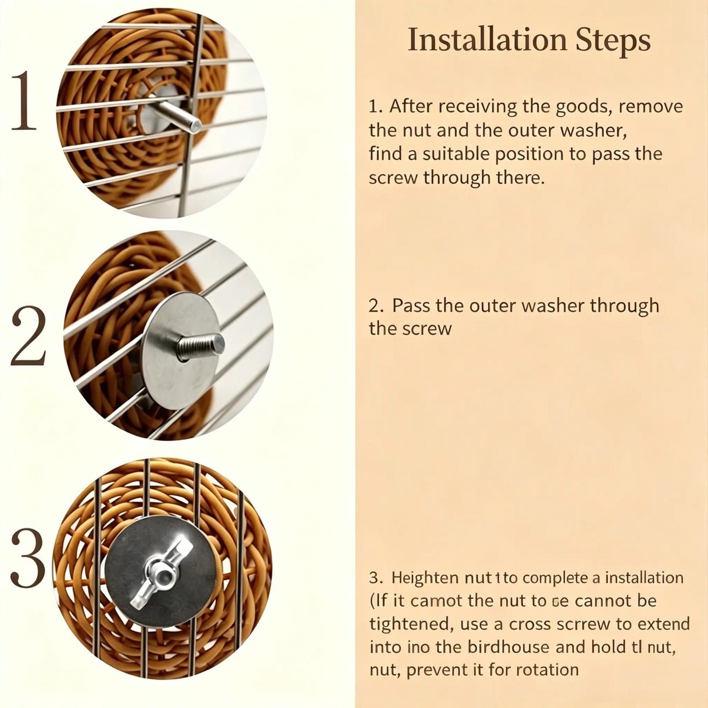 Premium Handcrafted Bird Nest for Cages - Imitation Rattan Parrot Bed and Breeding Box - Breathable, Durable, Bite-Resistant, and Easy to Clean