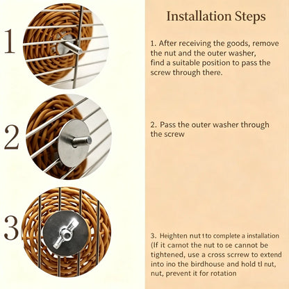 Premium Handcrafted Bird Nest for Cages - Imitation Rattan Parrot Bed and Breeding Box - Breathable, Durable, Bite-Resistant, and Easy to Clean