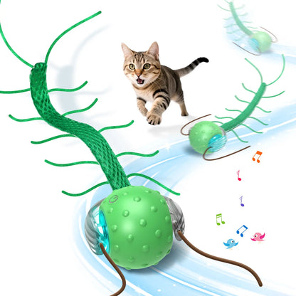 Motorized Interactive Cat Toy - Chirping Sound with Centipede-Style Movement for Indoor Play on Rugs and Carpets