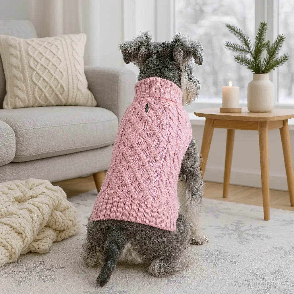 Classic Cable Knit Turtleneck Dog Sweater, Puppy Sweater, Winter Warm Pet Clothes for Small to Medium Dogs & Cats, Soft and Comfortable Pet Clothing #GLOBAL PICKS