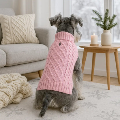 Classic Cable Knit Turtleneck Dog Sweater, Puppy Sweater, Winter Warm Pet Clothes for Small to Medium Dogs & Cats, Soft and Comfortable Pet Clothing #GLOBAL PICKS