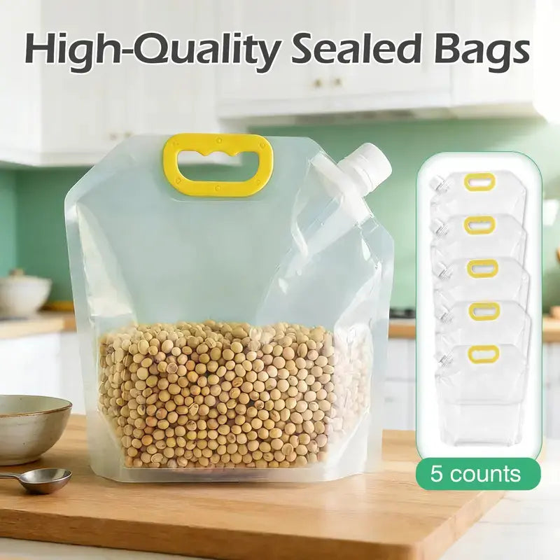 【Summer Sale Deals】5 Pack Reusable Food Sealed Bags. Leak Proof & Moisture Resistant Pet Feeding Containers for Dog and Cat. Eco-Friendly Liquid Safe Storage Pouches to Prevent Spillage. Perfect for Kibble and Treats.