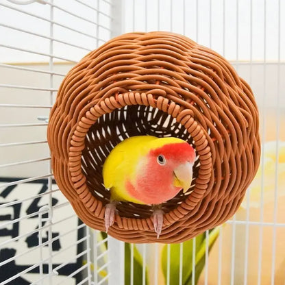 Premium Handcrafted Bird Nest for Cages - Imitation Rattan Parrot Bed and Breeding Box - Breathable, Durable, Bite-Resistant, and Easy to Clean