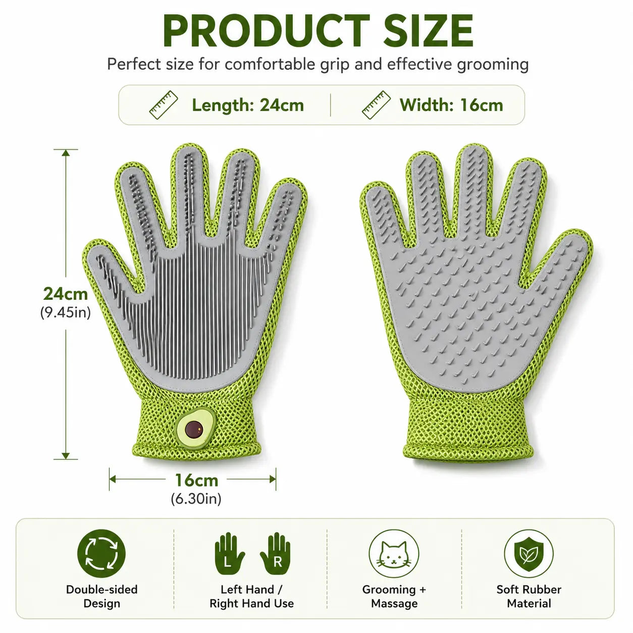 Soft Silicone Grooming Glove for Cats and Dogs - Deshedding Tool with Massage Nodes for Loose Fur Removal