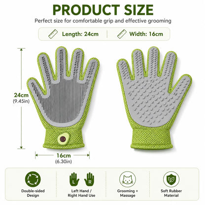 Soft Silicone Grooming Glove for Cats and Dogs - Deshedding Tool with Massage Nodes for Loose Fur Removal