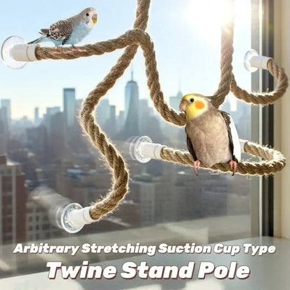 Flexible Bird Perch Rope with Suction Cup, DIY Adjustable Bird Cage Stand, Non-Slip Comfort Grip, Stable Climbing Rope for Birds