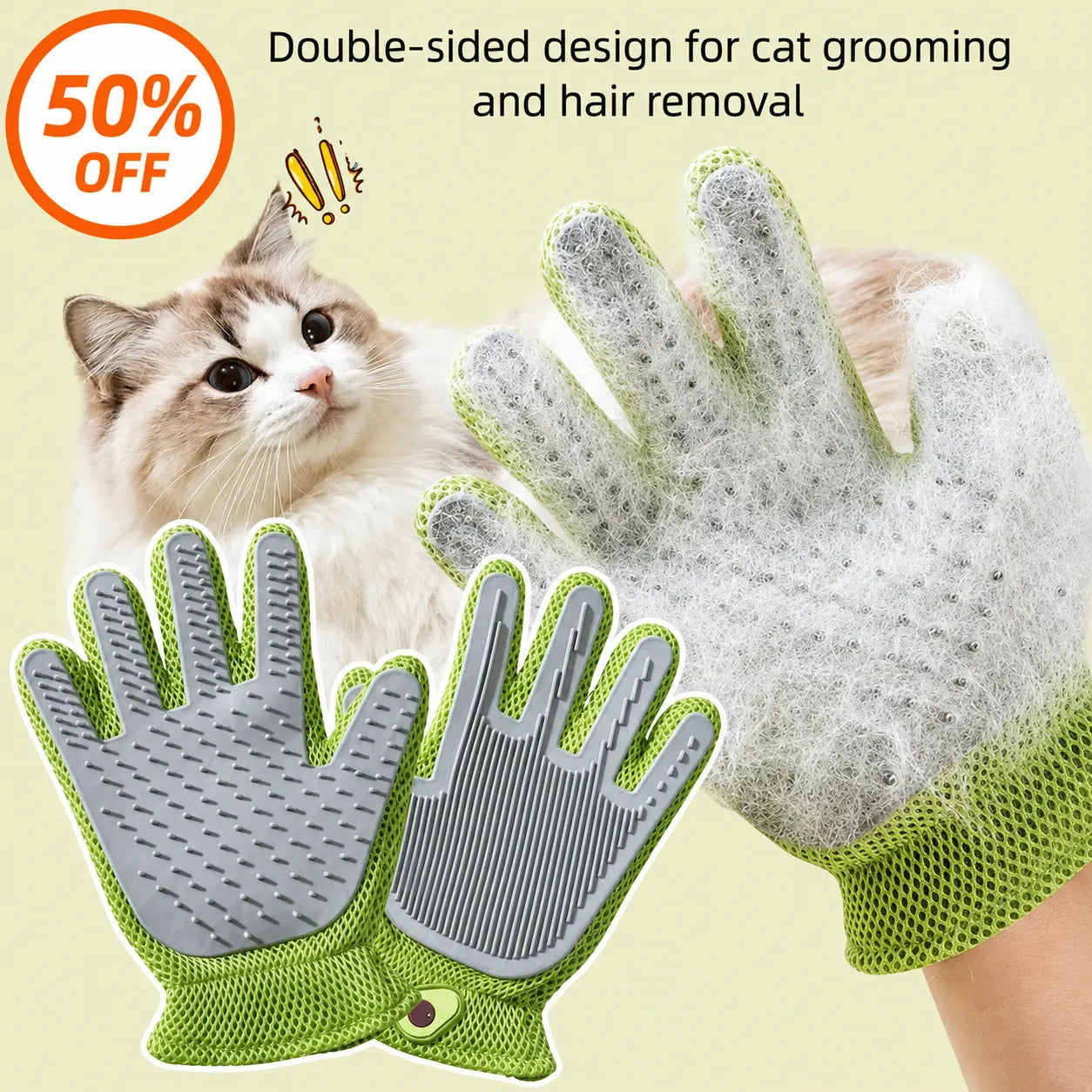 Soft Silicone Grooming Glove for Cats and Dogs - Deshedding Tool with Massage Nodes for Loose Fur Removal