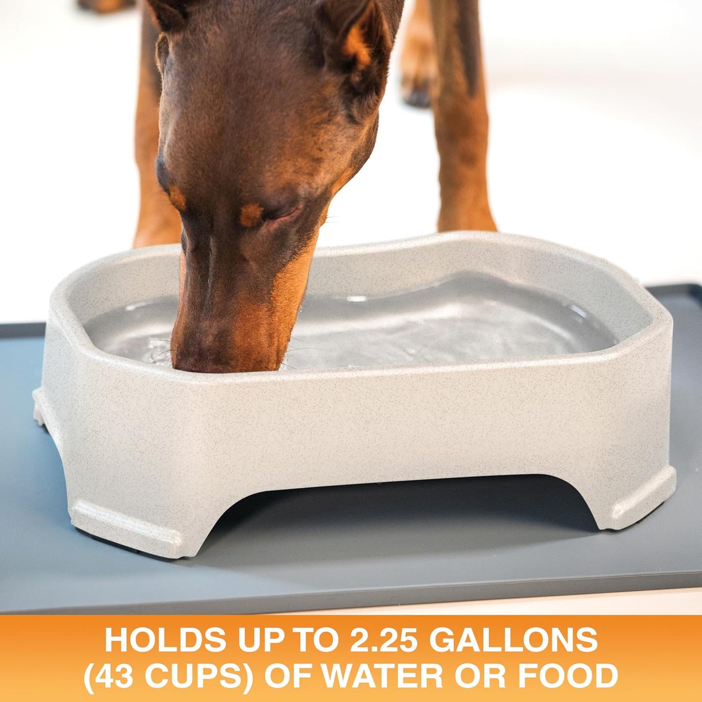 No-Spill Extra Large Dog Water Bowl - 2.25 Gallon Trough Design for Indoor and Outdoor Use (Vanilla Bean)