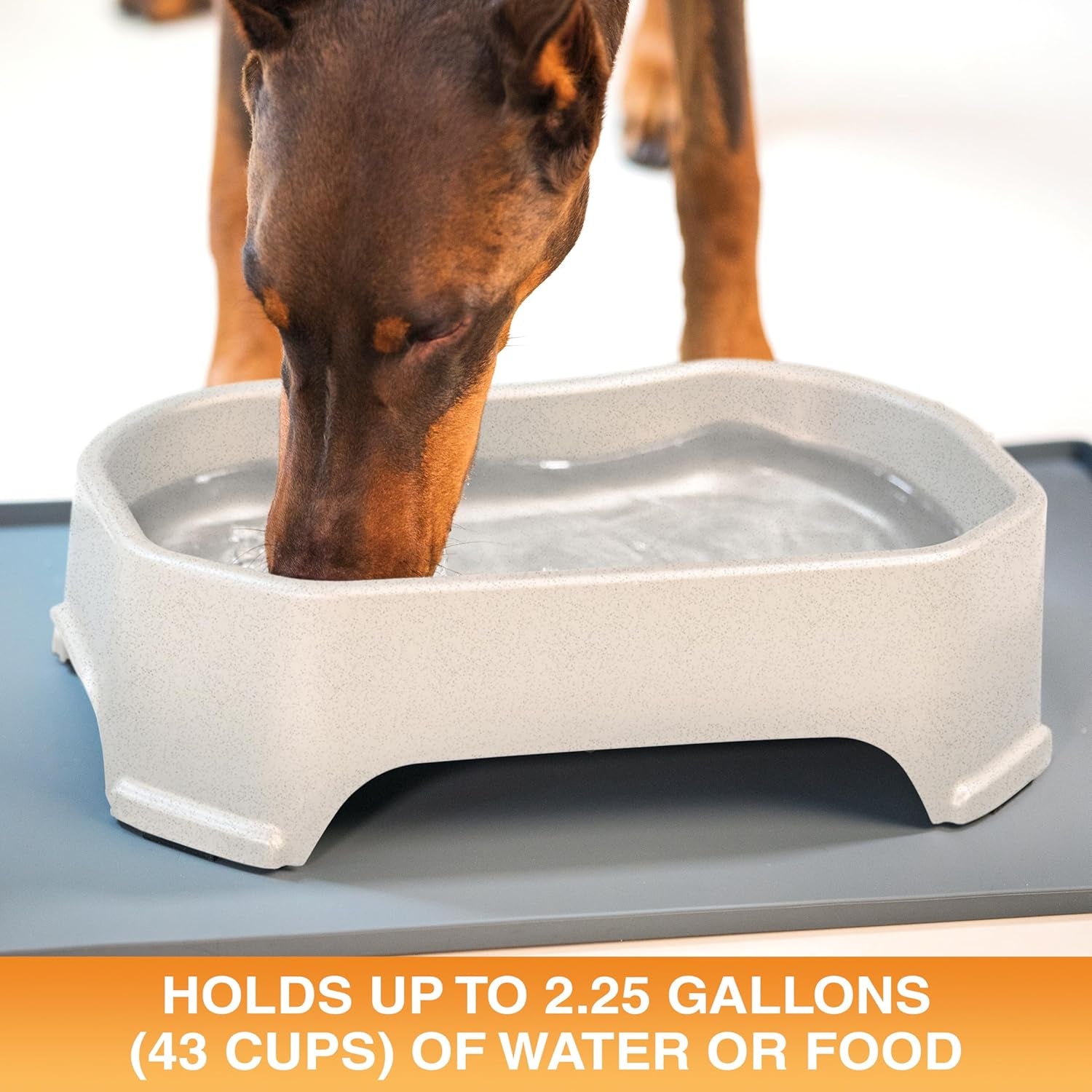 No-Spill Extra Large Dog Water Bowl - 2.25 Gallon Trough Design for Indoor and Outdoor Use (Vanilla Bean)