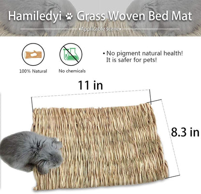 Natural Woven Grass Mat for Small Pets - Bedding for Rabbits, Guinea Pigs, Hamsters, Chinchillas and Other Small Animals (12 Pack)