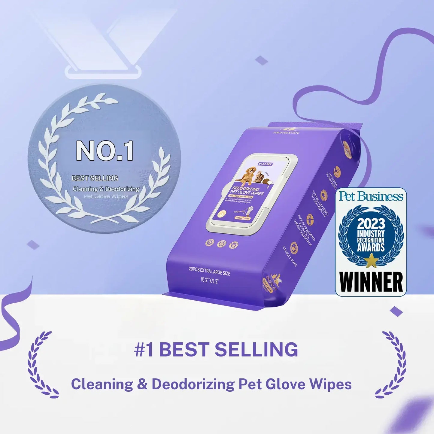 【Dealsforyoudays】Hicc PET Disposable Dog Grooming Wipes (20Pcs) - Natural, Hypoallergenic, No-Rinse Mess-Free Grooming Wipes with Fermented Oils for Hair Removal, Sticky Hair Control, Deodorizing, Skin Moisture, Paw Care, Outdoor Use Summerwins