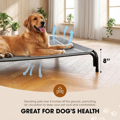 【Dealsforyoudays】 Elevated Dog Bed for Large Dogs, Cooling Pet Cot with Breathable Mesh & Durable Frame, Easy to Clean Raised Pet Mats for Indoor & Outdoor Home Summervibes Petlovers Outdoorfun Summerwins