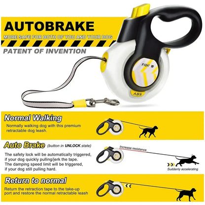 16 Ft Retractable Dog Leash with Autobrake - Design for Large and Medium Dogs, Tangle-Free One-Hand Control