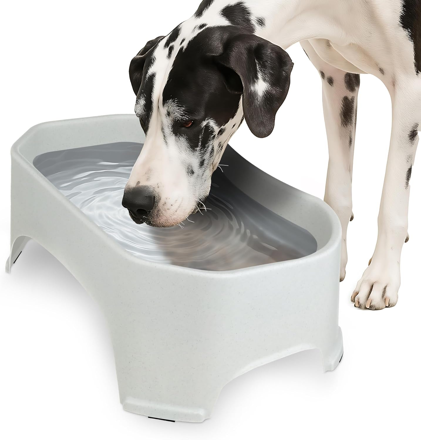 No-Spill Extra Large Dog Water Bowl - 2.25 Gallon Trough Design for Indoor and Outdoor Use (Vanilla Bean)