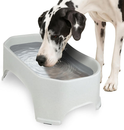 No-Spill Extra Large Dog Water Bowl - 2.25 Gallon Trough Design for Indoor and Outdoor Use (Vanilla Bean)
