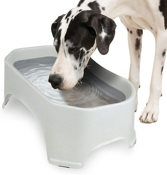 No-Spill Extra Large Dog Water Bowl - 2.25 Gallon Trough Design for Indoor and Outdoor Use (Vanilla Bean)