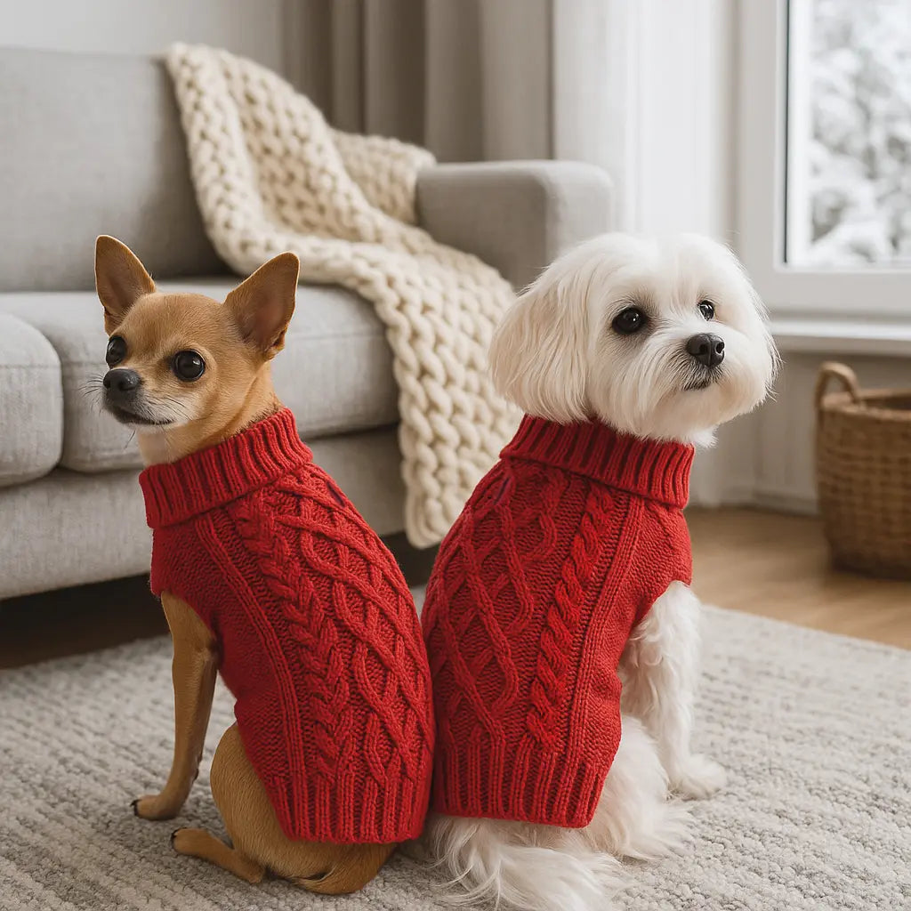 Classic Cable Knit Turtleneck Dog Sweater, Puppy Sweater, Winter Warm Pet Clothes for Small to Medium Dogs & Cats, Soft and Comfortable Pet Clothing #GLOBAL PICKS