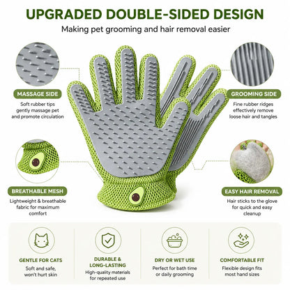 Soft Silicone Grooming Glove for Cats and Dogs - Deshedding Tool with Massage Nodes for Loose Fur Removal