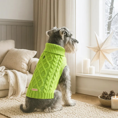Classic Cable Knit Turtleneck Dog Sweater, Puppy Sweater, Winter Warm Pet Clothes for Small to Medium Dogs & Cats, Soft and Comfortable Pet Clothing #GLOBAL PICKS