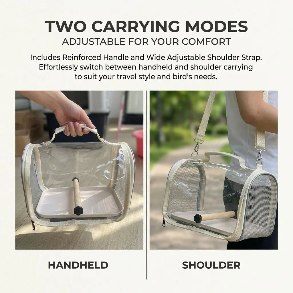 360° Panoramic Transparent Pet Bird Travel Carrier Backpack - Wide Clear Vision, Breathable, Comfortable Portable Parrot Outing Cage