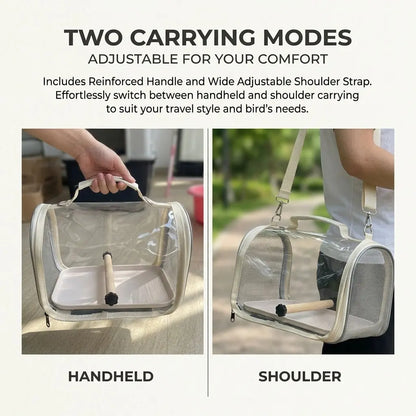 360° Panoramic Transparent Pet Bird Travel Carrier Backpack - Wide Clear Vision, Breathable, Comfortable Portable Parrot Outing Cage