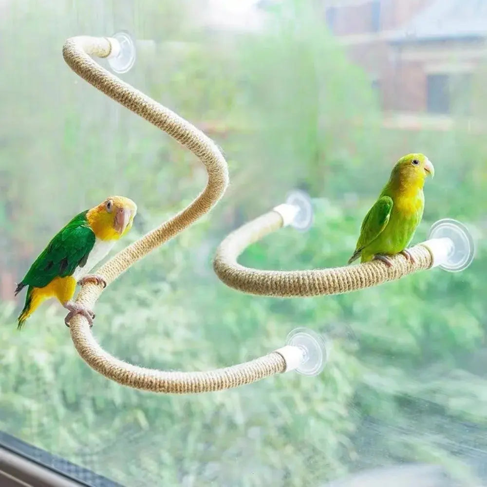 Flexible Bird Perch Rope with Suction Cup, DIY Adjustable Bird Cage Stand, Non-Slip Comfort Grip, Stable Climbing Rope for Birds