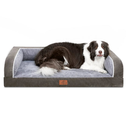 Dog Beds for Large Dogs, Washable Dog Bed Sofa with Removable Cover, Waterproof Dog Bed Couch with Nonslip Bottom, High Bolster Dog Bed, Orthopedic Dog Bed