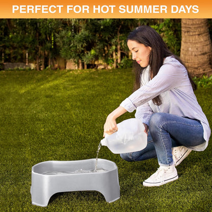 No-Spill Extra Large Dog Water Bowl - 2.25 Gallon Trough Design for Indoor and Outdoor Use (Vanilla Bean)
