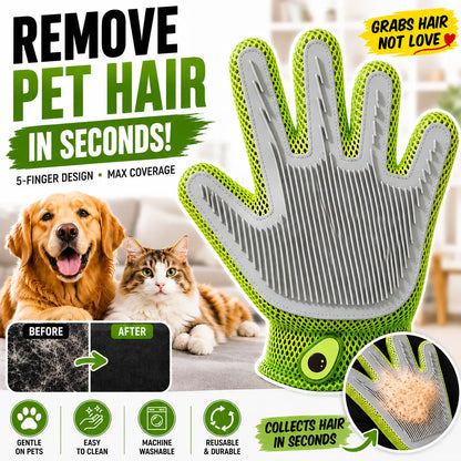 Soft Silicone Grooming Glove for Cats and Dogs - Deshedding Tool with Massage Nodes for Loose Fur Removal