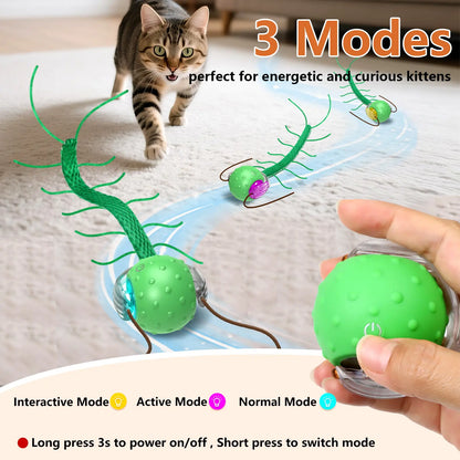 Motorized Interactive Cat Toy - Chirping Sound with Centipede-Style Movement for Indoor Play on Rugs and Carpets