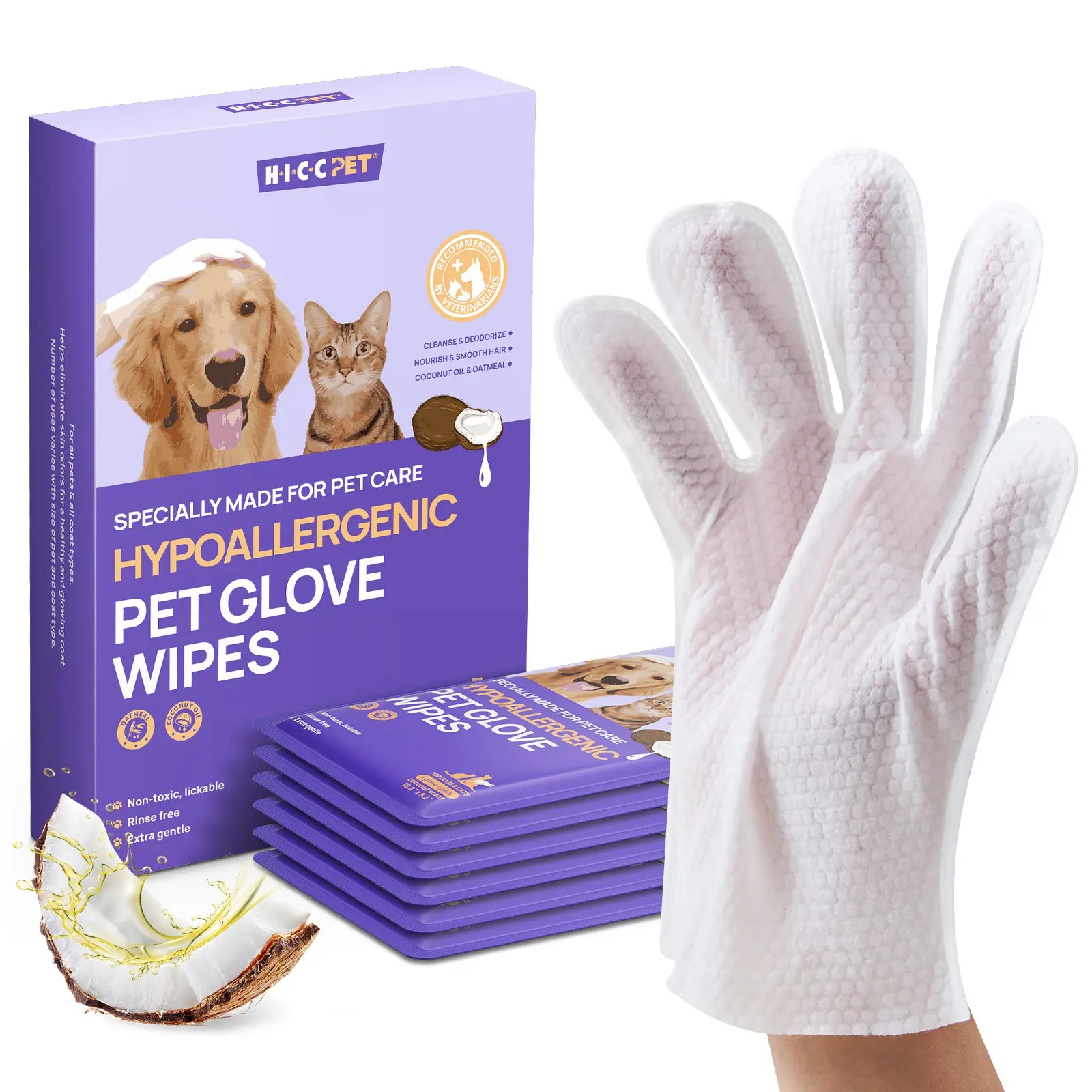 【Dealsforyoudays】Hicc PET Disposable Dog Grooming Wipes (20Pcs) - Natural, Hypoallergenic, No-Rinse Mess-Free Grooming Wipes with Fermented Oils for Hair Removal, Sticky Hair Control, Deodorizing, Skin Moisture, Paw Care, Outdoor Use Summerwins
