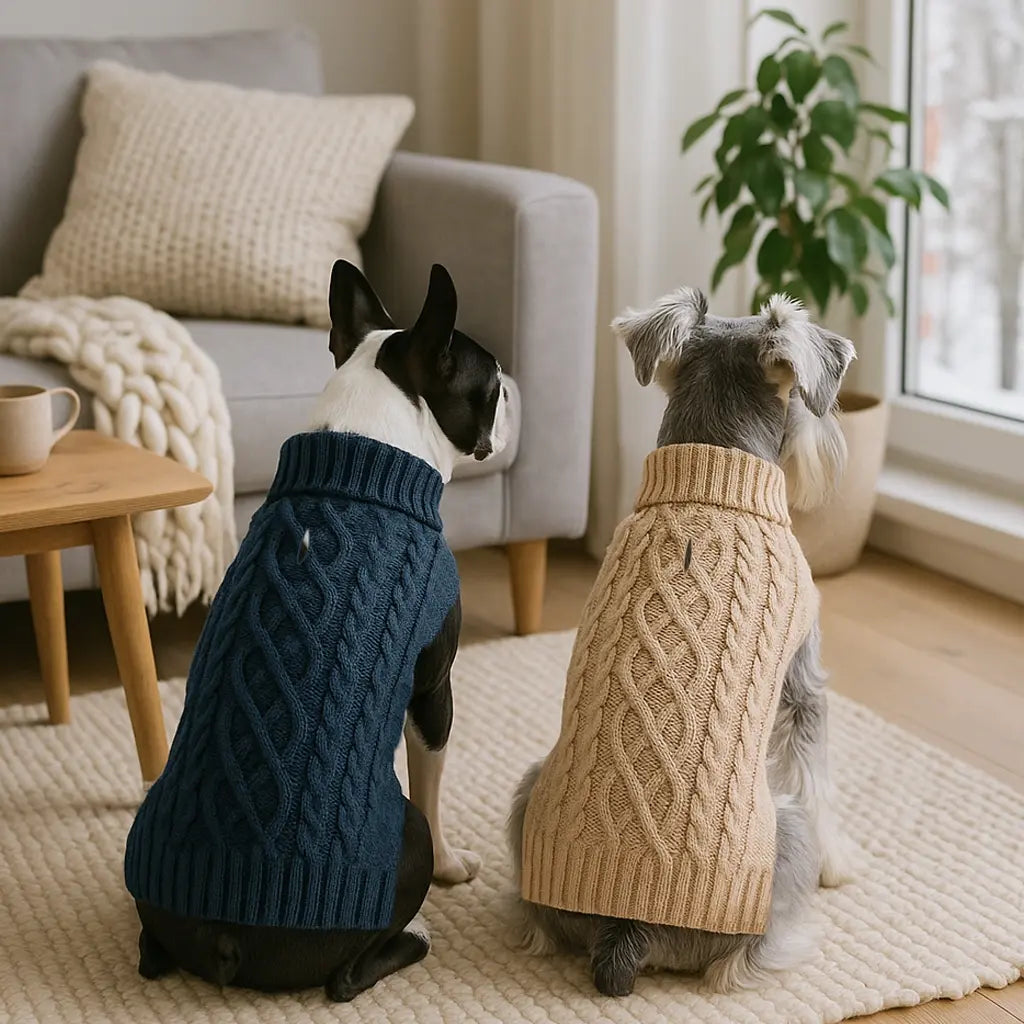 Classic Cable Knit Turtleneck Dog Sweater, Puppy Sweater, Winter Warm Pet Clothes for Small to Medium Dogs & Cats, Soft and Comfortable Pet Clothing #GLOBAL PICKS