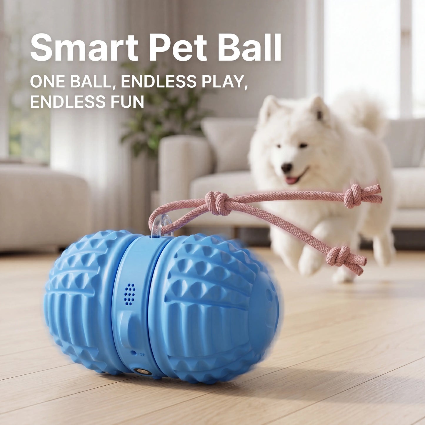 Interactive Automatic Dog Ball Toy – Dual Motors, Voice Recording, Motion Activation, Rope | Rechargeable & Water-Resistant for Small to Medium Dogs