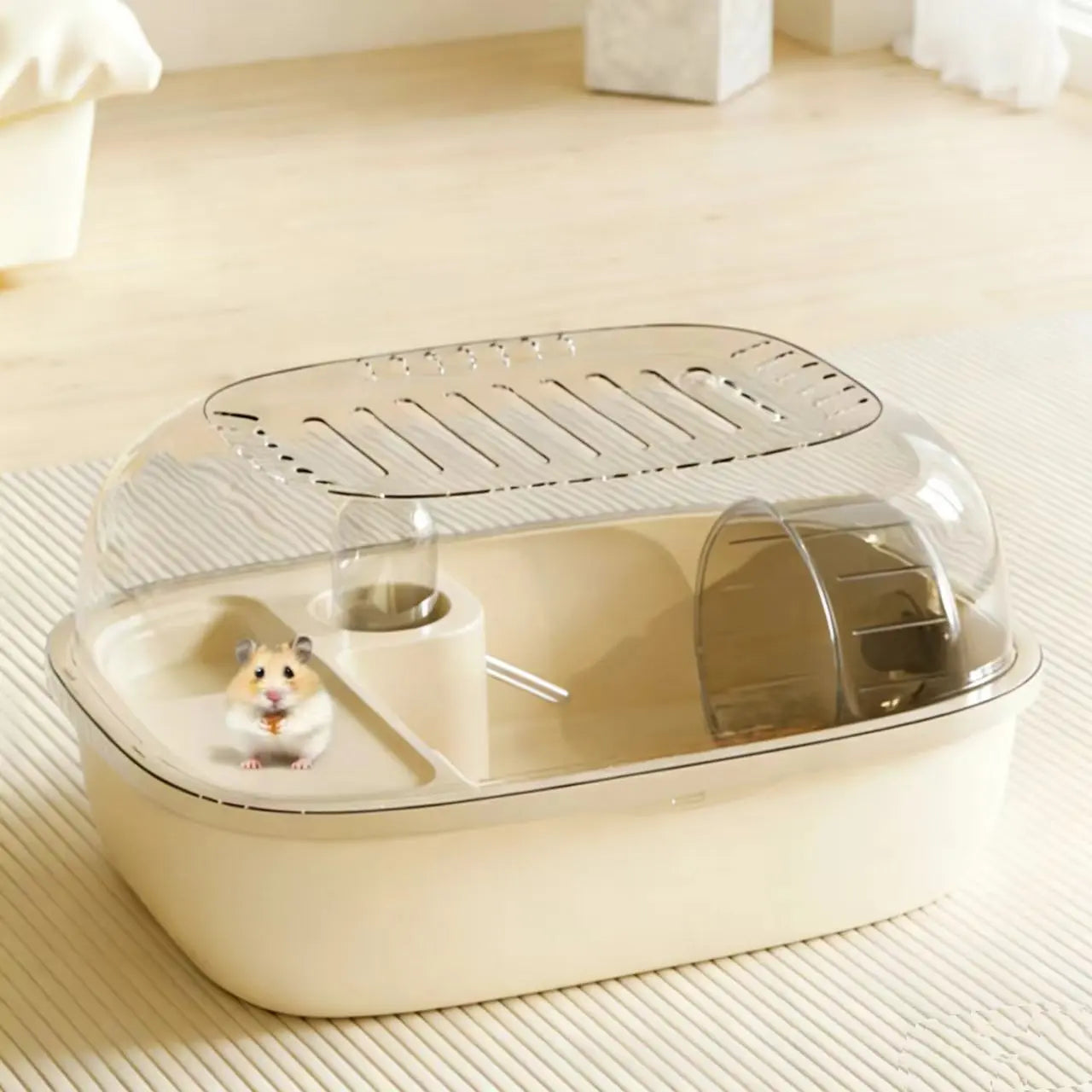 Panoramic Hamster Cage Set, Proper Hamster Cages, Hamster Enclosure, Breathable Design, Includes Running Wheel and Water Bottle, Detachable and Easy to Clean, Hamster Cage Habitat