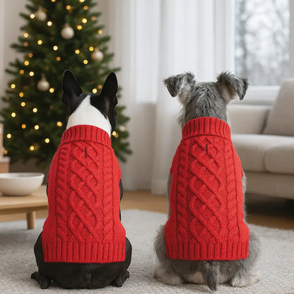 Classic Cable Knit Turtleneck Dog Sweater, Puppy Sweater, Winter Warm Pet Clothes for Small to Medium Dogs & Cats, Soft and Comfortable Pet Clothing #GLOBAL PICKS