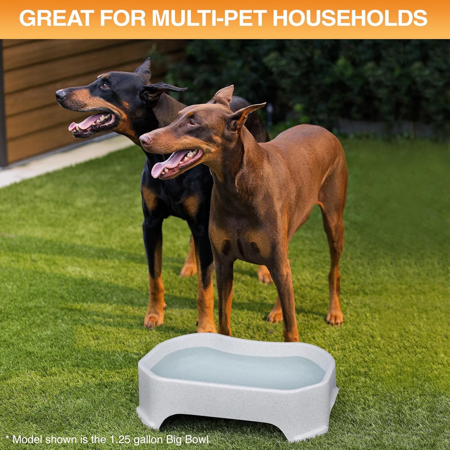No-Spill Extra Large Dog Water Bowl - 2.25 Gallon Trough Design for Indoor and Outdoor Use (Vanilla Bean)
