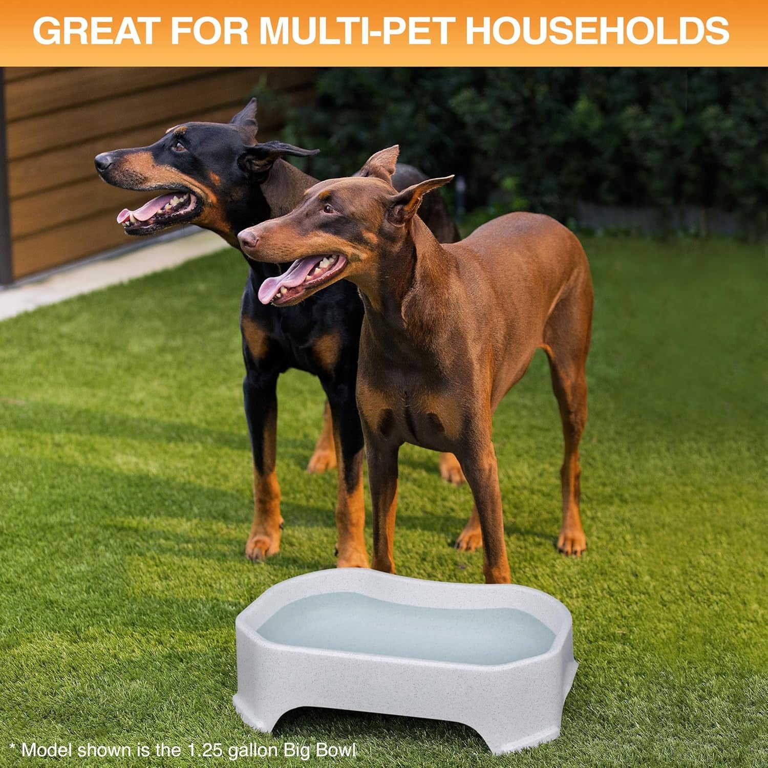 No-Spill Extra Large Dog Water Bowl - 2.25 Gallon Trough Design for Indoor and Outdoor Use (Vanilla Bean)