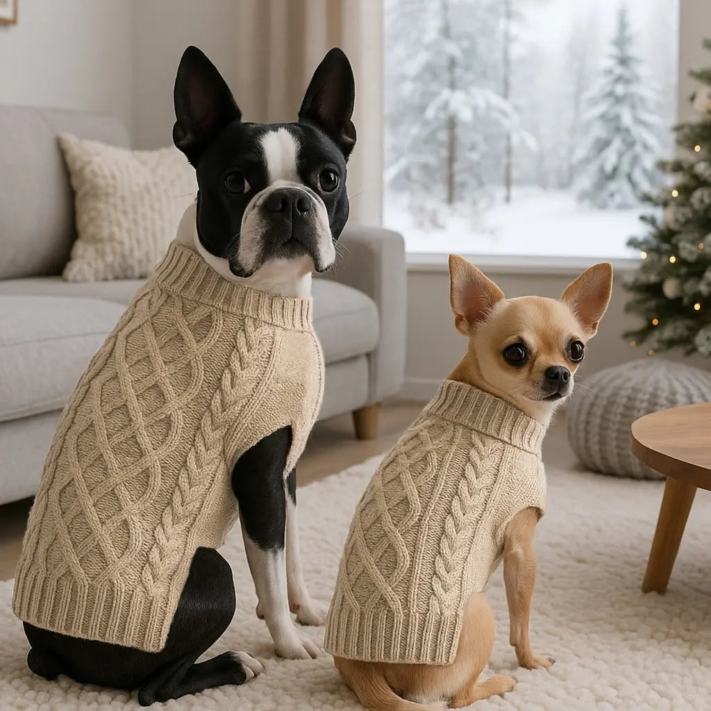 Classic Cable Knit Turtleneck Dog Sweater, Puppy Sweater, Winter Warm Pet Clothes for Small to Medium Dogs & Cats, Soft and Comfortable Pet Clothing #GLOBAL PICKS