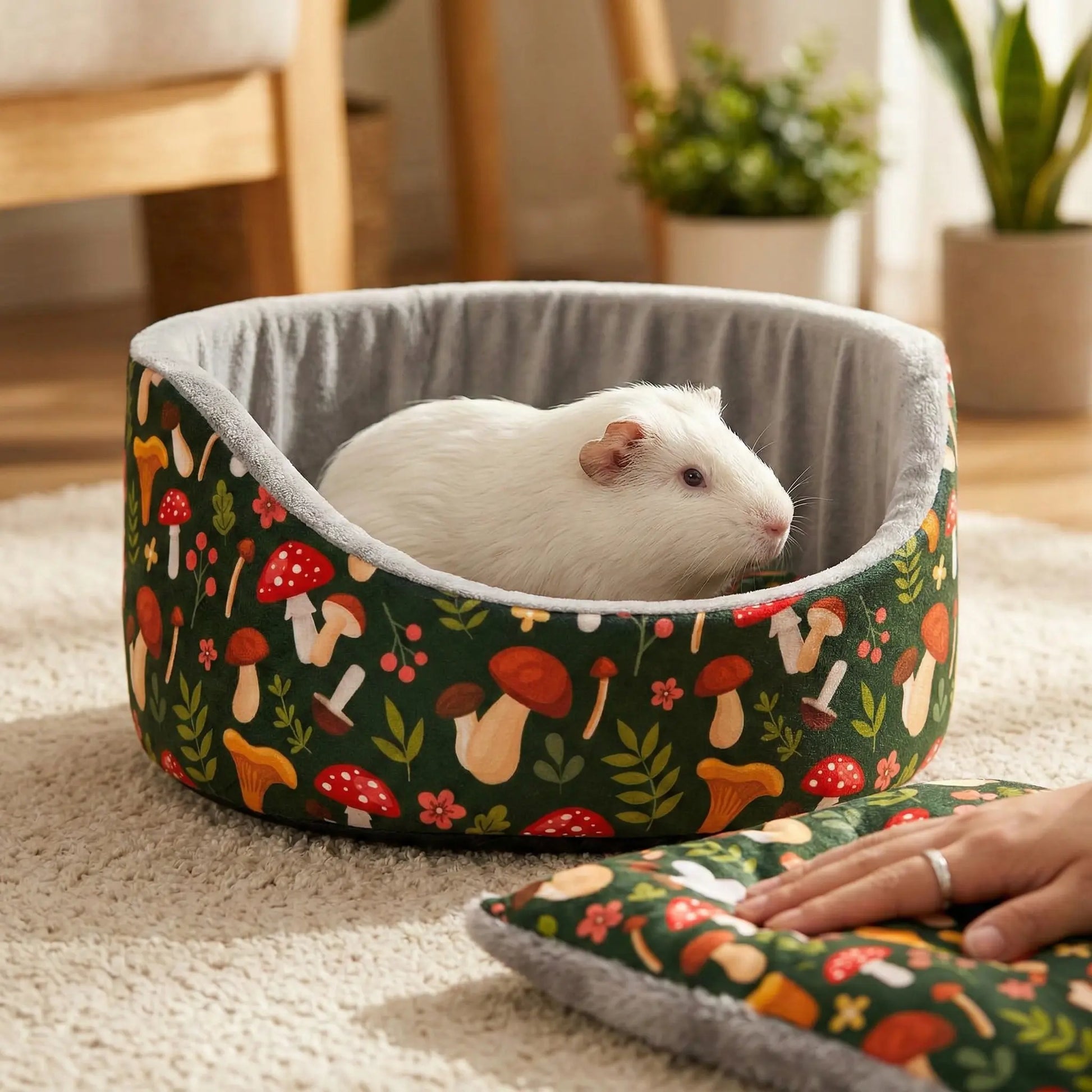 Hamster Cage Habitat Hamster Supplies Hamster Cage Small Animal round Hug Cup Hideout Bed - Bowl-Shaped Outdoor Habitat with Removable Machine-Washable Pad, Suction Cup Pad, Hamster Cage Accessories for Hamsters Guinea Pig Bed Guinea Pig House